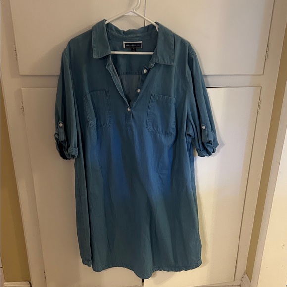 Karen Scott Blue Casual Button Down Shirt Relaxed dress - Picture 1 of 2